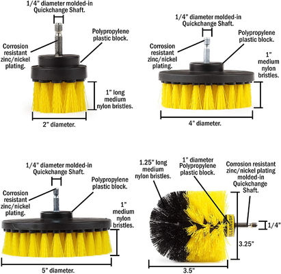 PP Base 5PC Cleaning Drill Brush Set For Car Washing Long Operate Life