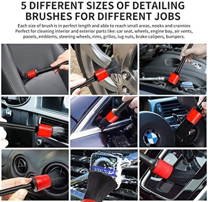 ZHENDA 5PCLong Bristle Car Detailing Brush For Wheel Tire